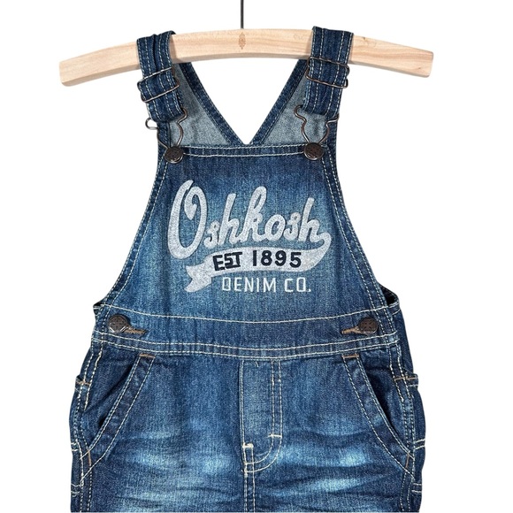 OSHKOSH B’GOSH Vintage Embroidered Logo Denim Bib Overalls - Picture 3 of 7